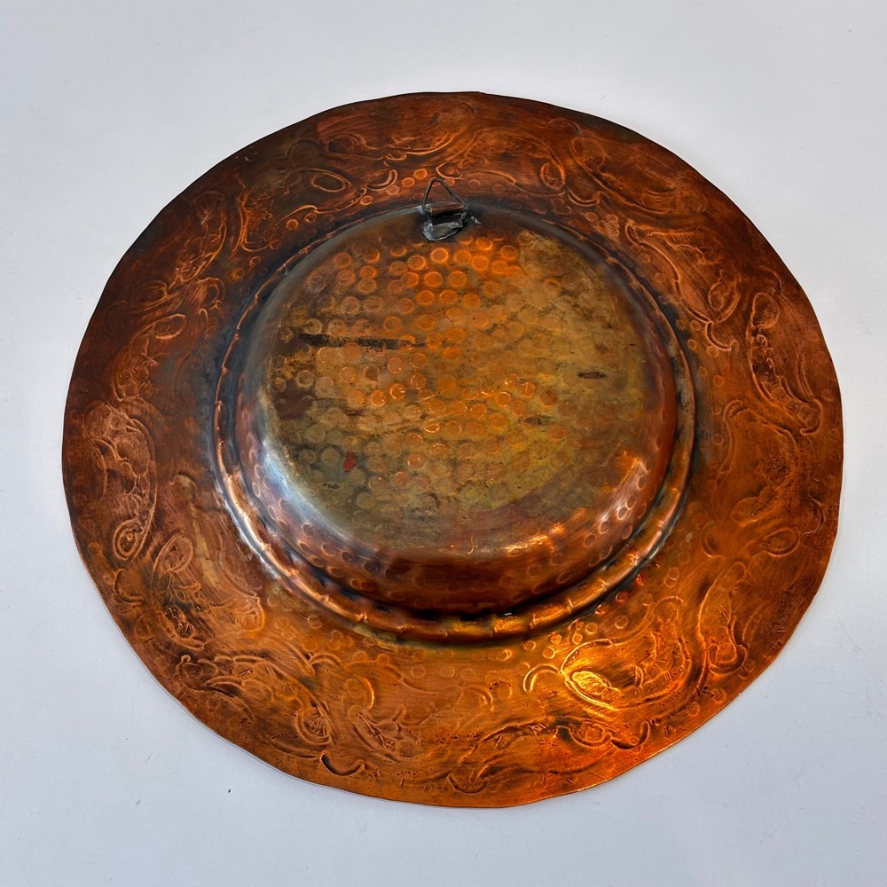 Vintage Handmade Hammered Copper Bowl Plate Wall Hanging Trinket Dish Table 10" - Picture 7 of 8
